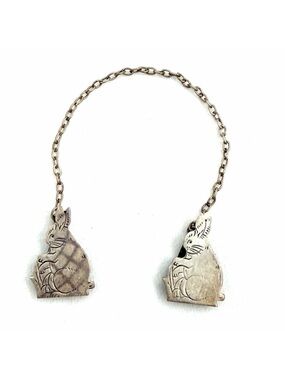 Vintage Webster Sterling Silver Baby Infant Bunny Rabbit Sweater Bib Clips